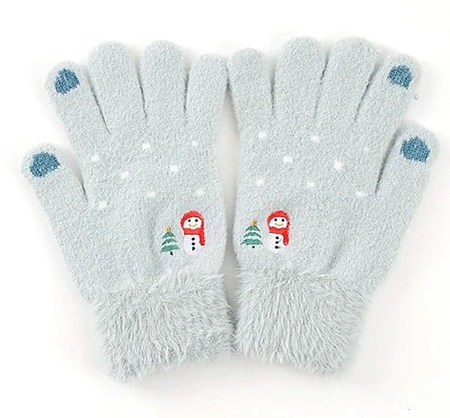 Mănuși calde de iarnă pentru femei, brodate cu model de Crăciun