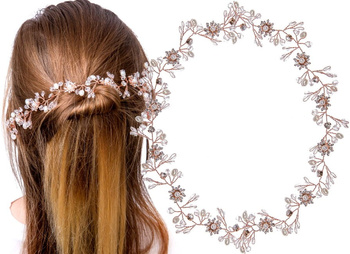 Bandita pe sarma pentru tiara de nunta, FLORI CRISTAL DE AUR