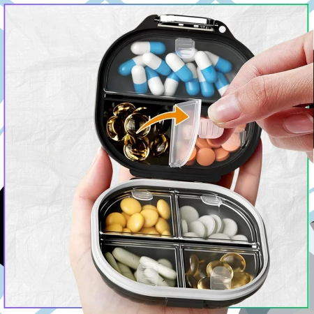 Organizator pentru medicamente, cutie, casetă, 7 zile, negru elegant