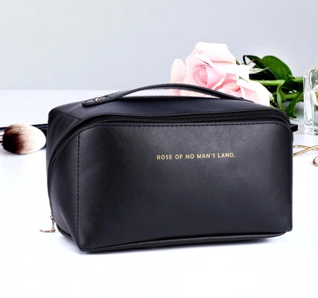Organizator elegant pentru geanta cosmetica din piele ecologica, neagra