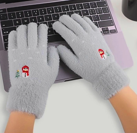 Mănuși calde de iarnă pentru femei, brodate cu model de Crăciun