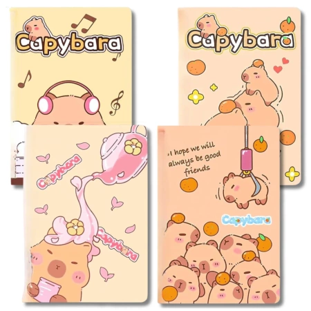 Caiet 4 piese Capybara colorat cu linii 60 pagini A5
