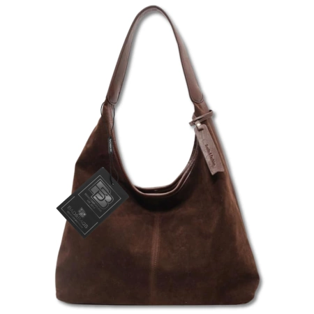 BAD&BAGS geanta de dama din piele geanta maro din piele intoarsa ecologica