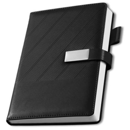 Notes, caiet cu fermoar, planner, jurnal A5, negru, elegant.