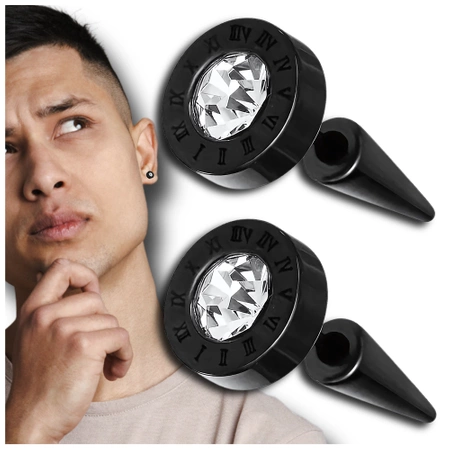 Cercei tip știft pentru bărbați și femei, oțel chirurgical, negru, 8 mm, mici