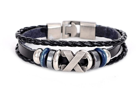Bratara unisex din piele cu siruri Letter X X-men