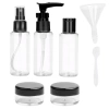 Set de 7 piese sticle negre de voiaj pentru cosmetice