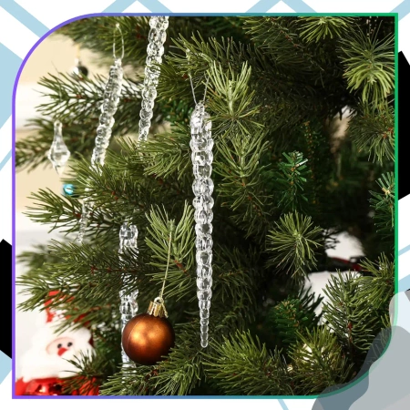 Țurțuri pentru brad de Crăciun, 12 globuri decorative de 13 cm, pandantiv