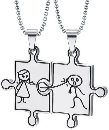 Set 2 coliere pentru un cuplu Puzzle Oțel chirurgical