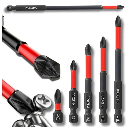 Set de 6 bucăți de biți de impact 25-150 mm pentru o șurubelniță