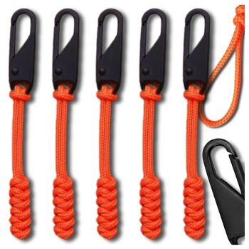 Set pandantive din metal portocaliu, 5 piese, sfoară pentru glisoare cu fermoar