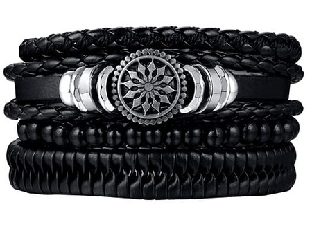 Set brățări punk black rock din piele