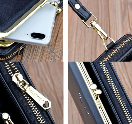 Geanta neagra pentru telefon mini portofel