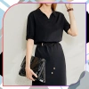 Curea de piele de damă cu talie îngustă legată elegant