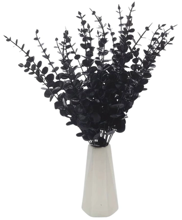 Ramuri artificiale de frunze de eucalipt set de 10pcs negru decorative