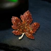 Frunză de arțar roșu zirconiu broșă elegant pin frunze