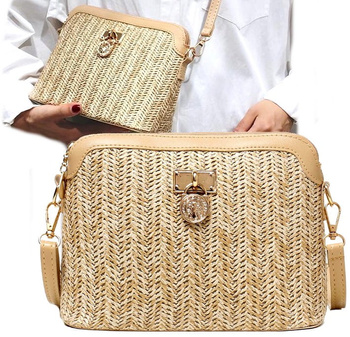 Geantă retro cu coș de umăr din paie