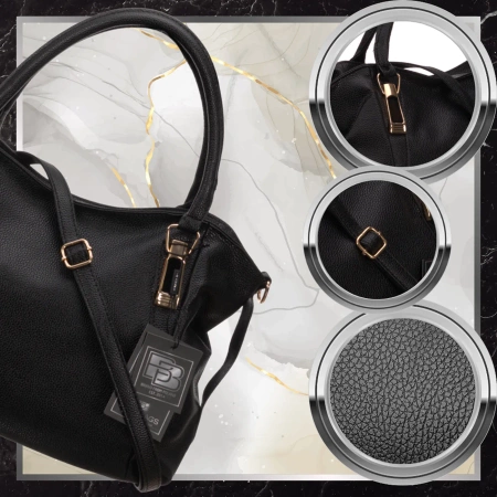 Geanta shopper dama neagra BAD&BAGS geanta de umar din piele ecologica
