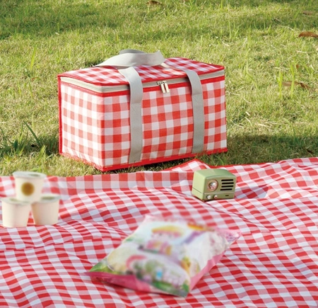 LUNCH BOX pungă termică mare pentru depozitarea alimentelor cu design în carouri