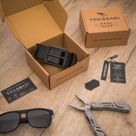 TRESSARI curea pantalon barbati 125 cm 100% piele naturala, piele neagra