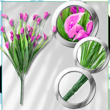 Flori artificiale crini roz decor buchet calla 5buc