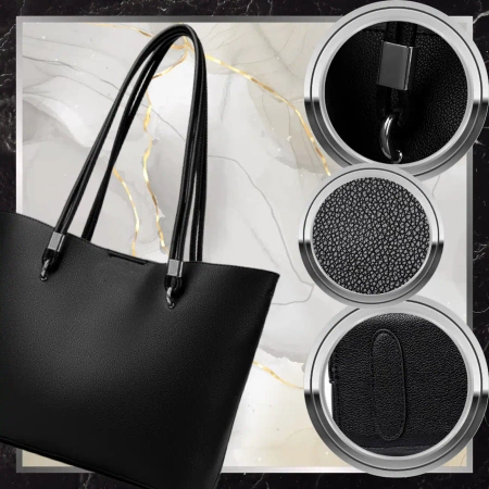 BAD&BAGS geanta shopper din piele de dama clasica neagra