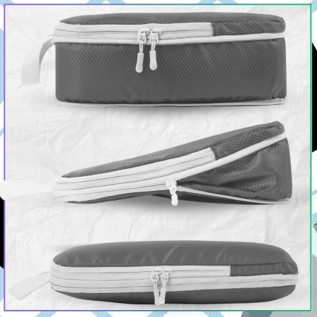 Set de 4 organizatoare pentru valiză de călătorie, gri, cu fermoar