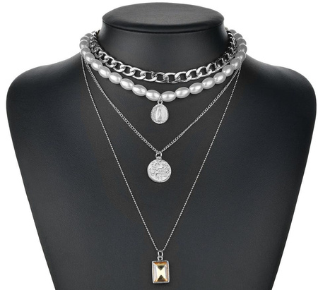 Colier cu lanț cu monede și perle la modă pentru femei