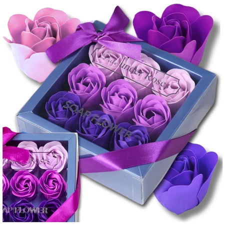 Sapun decorativ violet parfumat, set cadou 9 buc