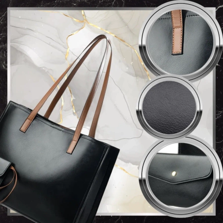 BAD&BAGS geantă de mână din piele pentru femei, cumpărător clasic din piele lăcuită neagră