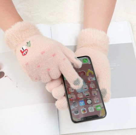 Mănuși calde de iarnă pentru femei, brodate cu model de Crăciun