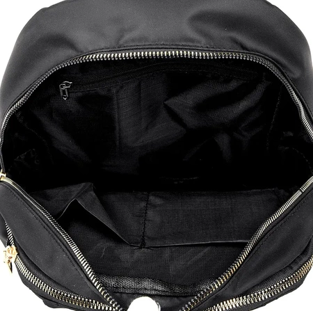 Rucsac elegant de dama negru cu accesorii matlasate aurii