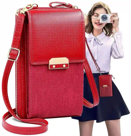 Pocheta mini de dama cu portofel din piele