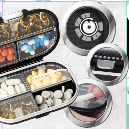 Cutie, geantă, organizator pentru medicamente, 7 zile, negru elegant