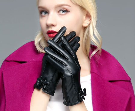 Manusi de dama piele touch, negre, elegante, calduroase