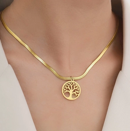 Colier de șarpe din aur, copac elegant din oțel chirurgical