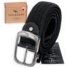 TRESSARI curea elastica impletita neagra catarama argintie