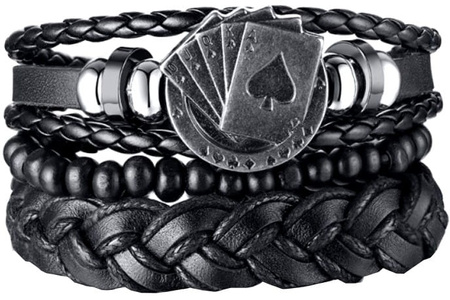 Set punk bratara piele, rock negru