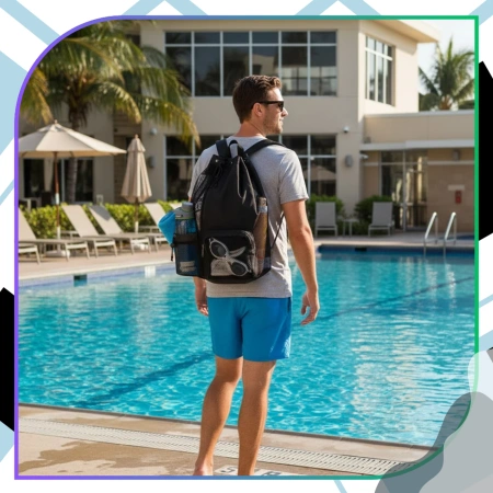 Rucsac sport negru pentru antrenament de gimnastică cu șnur de strângere