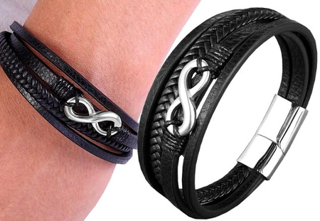 Bratara multi infinity din piele neagra