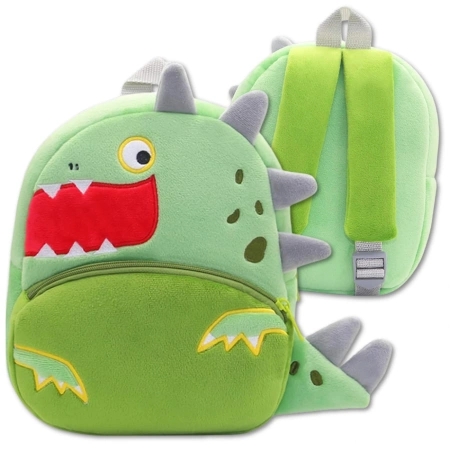 Ghiozdan de pluș pentru copii, pentru preșcolari, cu fermoar, DINOZAUR