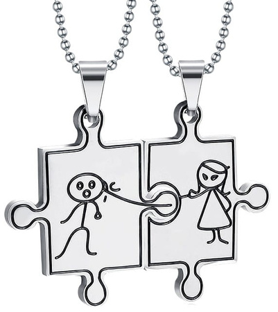 Set 2 coliere pentru un cuplu Puzzle Oțel chirurgical