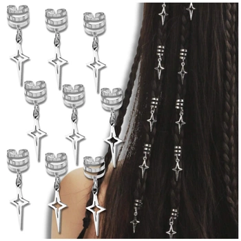 Bijuterii 10 buc decoratiuni par dreadlock inele margele argintii