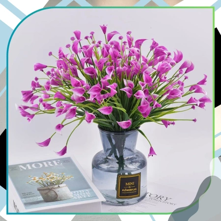 Flori artificiale crini roz decor buchet calla 5buc