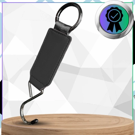 Cârlig pliabil pentru tetiera auto, metal și piele, 15 kg, set de 2