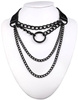 Colier choker din piele neagra cu lanturi