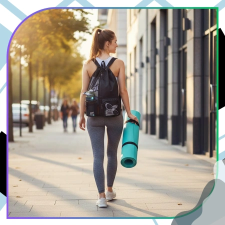 Rucsac sport negru pentru antrenament de gimnastică cu șnur de strângere