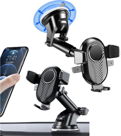 Suport telescopic auto pentru telefon, negru