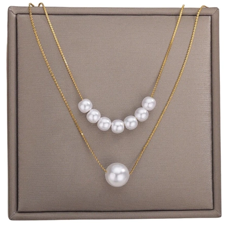 Colier elegant din oțel multi-chirurgical auriu cu perle