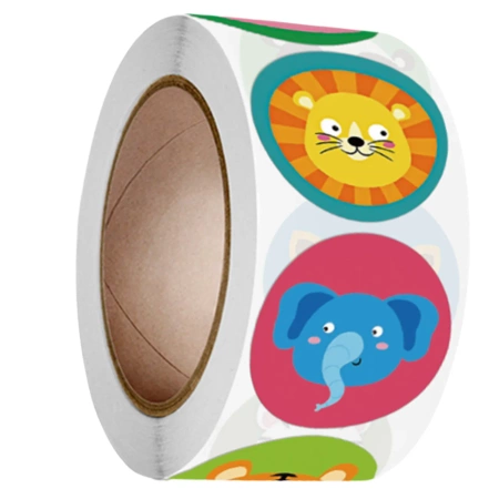 Autocolante colorate pe rola de 500 buc. animale sălbatice DIY pentru copii